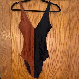 Summersalt Two-Tone One Piece Swimsuit - Black and Brown